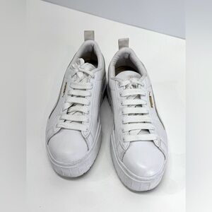 PUMA  White leather MAYZE Minimalist platform sneakers size 7